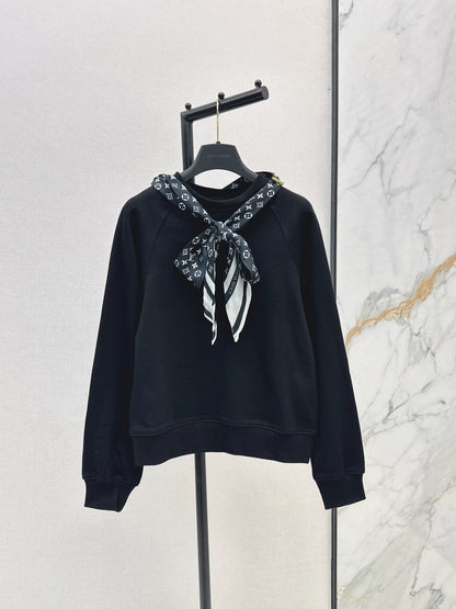 25fw Silk scarf pullover hoodie