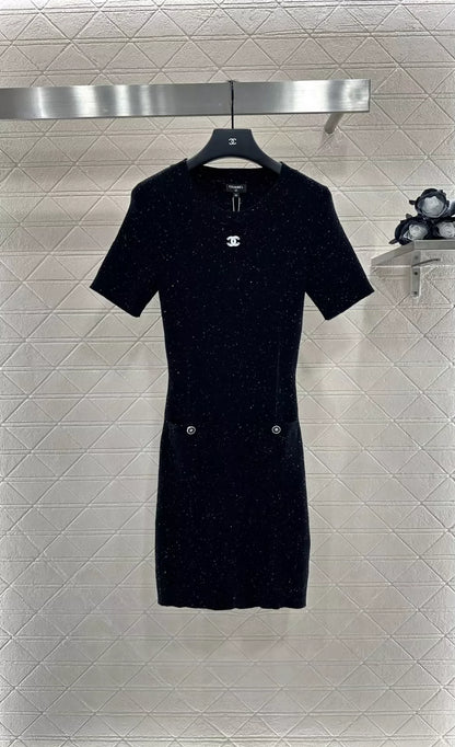 25fw Knitted short sleeved dress