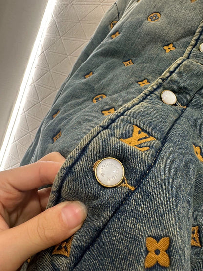 L 25 jacquard padded denim jacket
