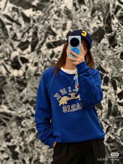25fw Printed round neck hoodie