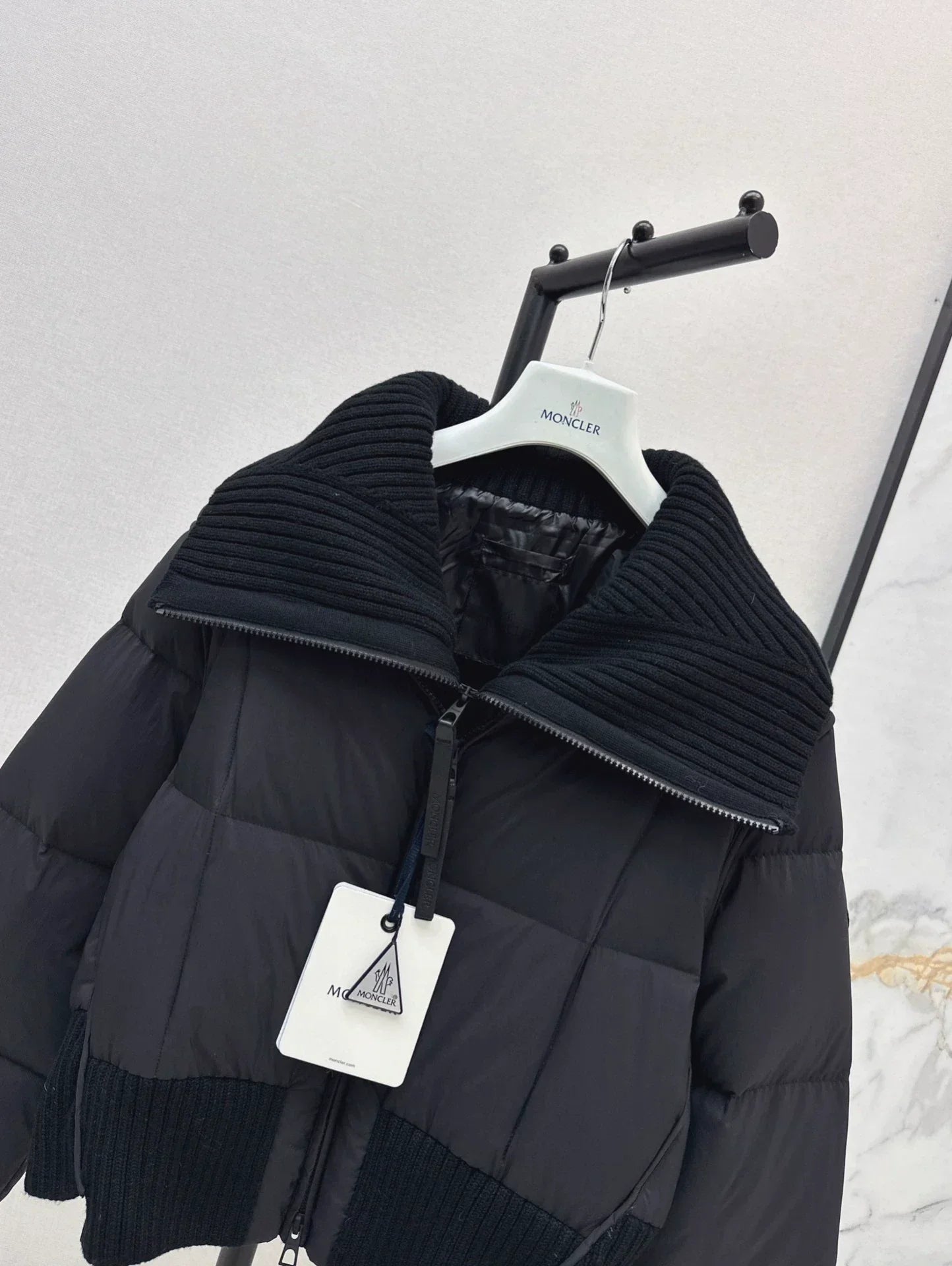 25 Knitted patchwork large collar jacket down jacket