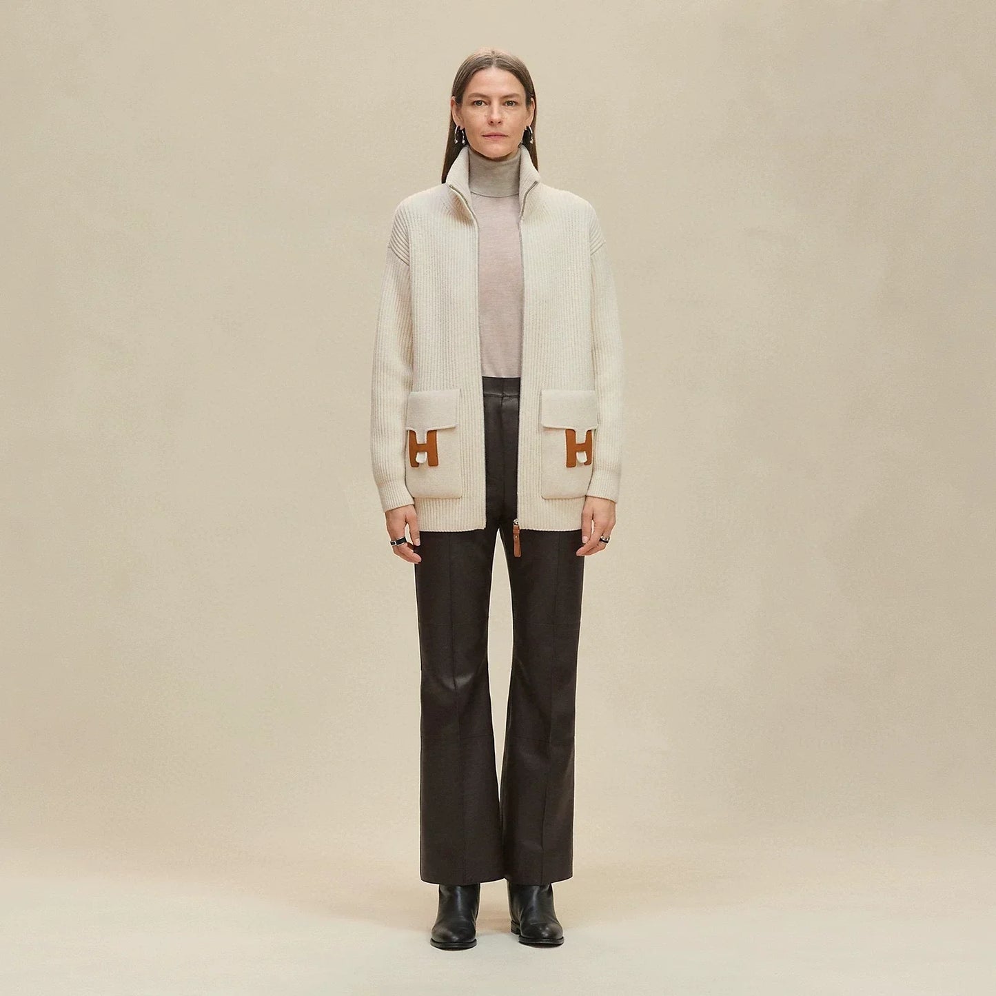25fw new cashmere knitted zipper jacket