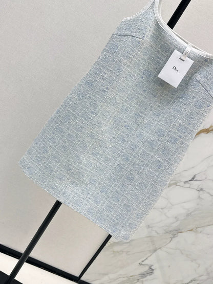 25fw Glacier Blue Vine Grid Strap Dress
