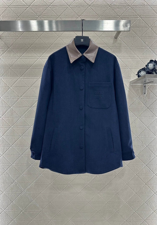 25fw Splicing lapel pocket shirt jacket