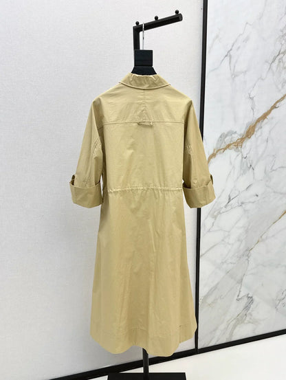 25 Shirt collar waist cinching dress