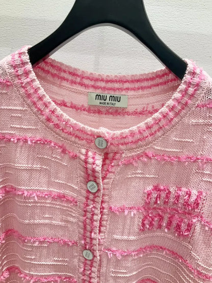25fw Striped knitted cardigan