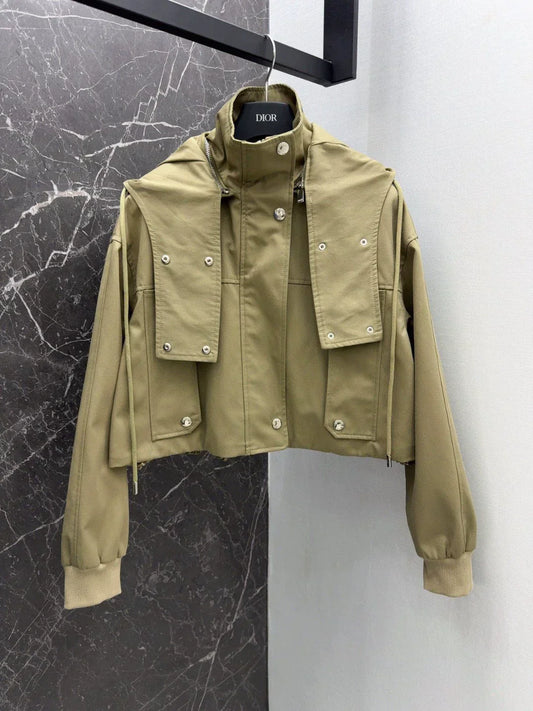 25 New classic hooded short windbreaker