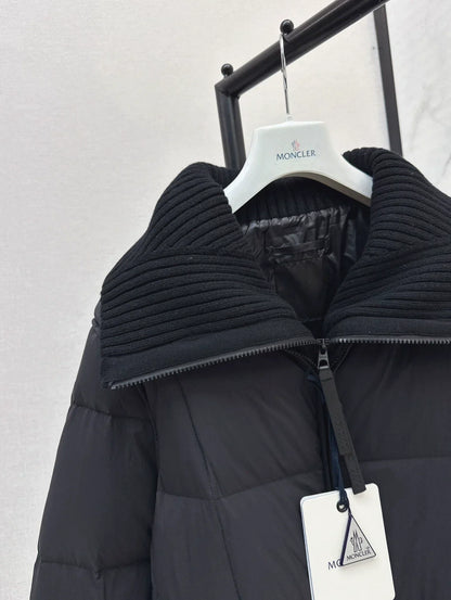 25 Knitted patchwork large collar jacket down jacket
