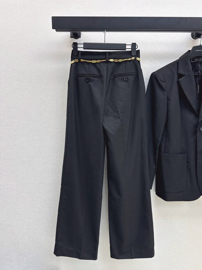 25fw Silhouette suit jacket+waist chain trousers