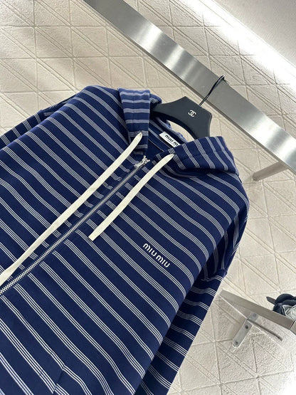 25fw Hooded zip-up striped jacket(BROWN/BLUE)