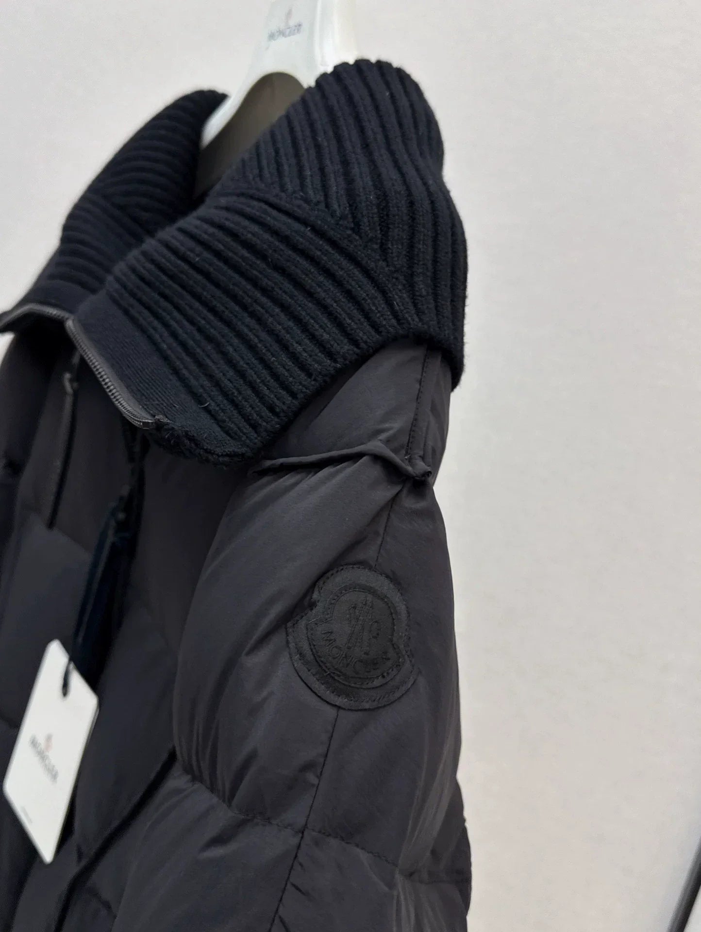 25 Knitted splicing large lapel umbrella shaped long down jacket