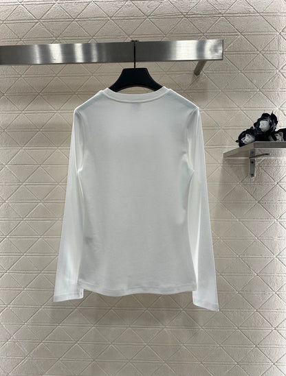 25fw Round neck nail bead long sleeved shirt