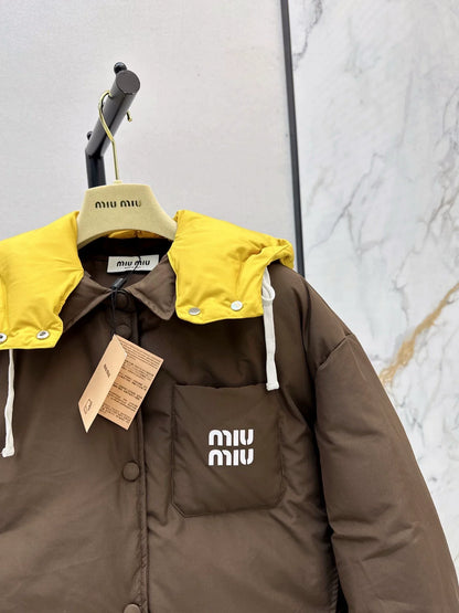 25fw Color blocking hooded bread jacket