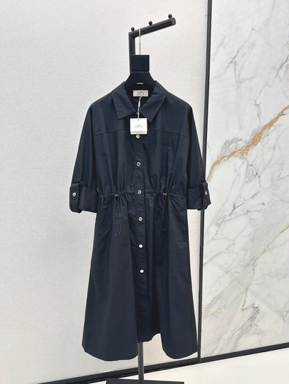 25 Shirt collar waist cinching dress
