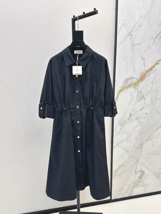 25 Shirt collar waist cinching dress