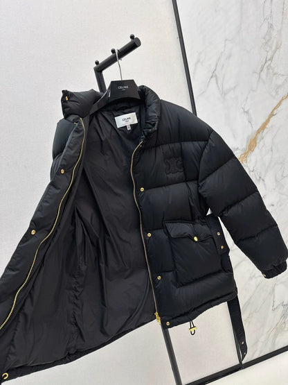 25fw Stand collar waisted down jacket