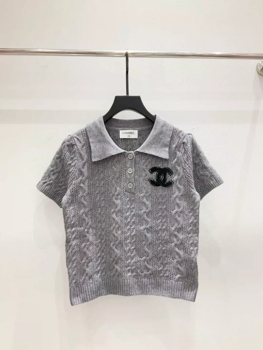25fw Collar knit short sleeved shirt
