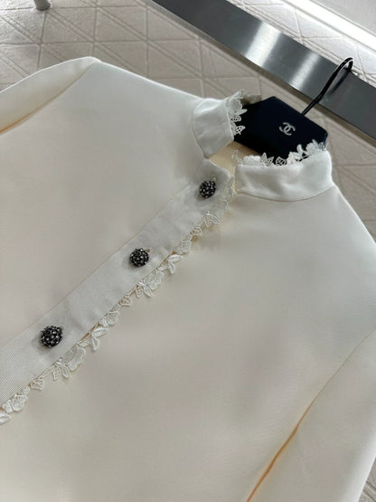 25fw Stand-up collar, water-soluble lace blazer.