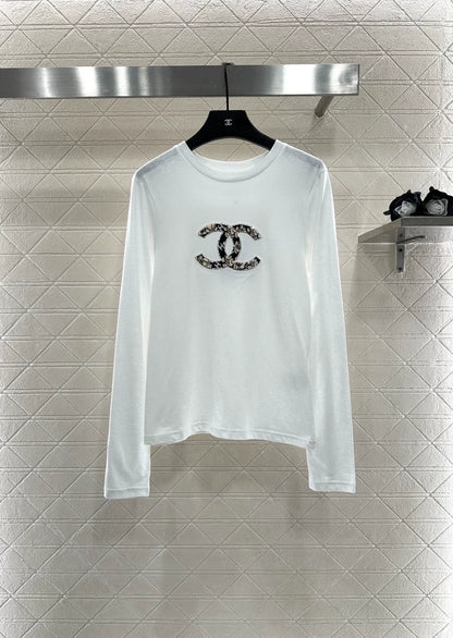 2025 Round neck beaded embroidered long sleeved base