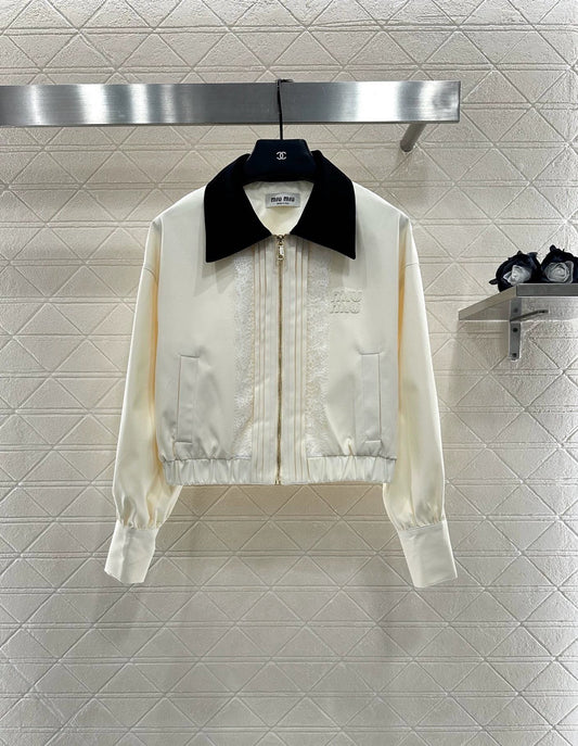 25fw Color blocked lace lapel jacket