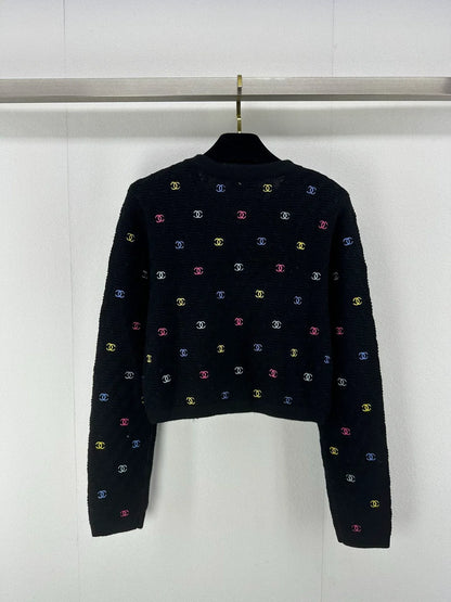 25fw new V-neck embroidered knitted cardigan