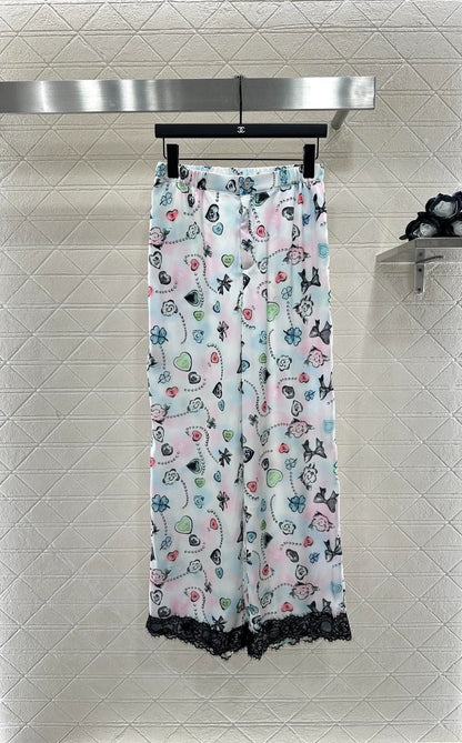 C 25 Reactive Print Lace Shirt and Pant Set