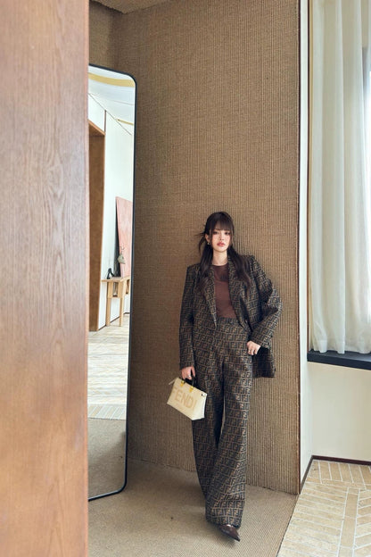 25fw Letter jacquard lapel suit jacket