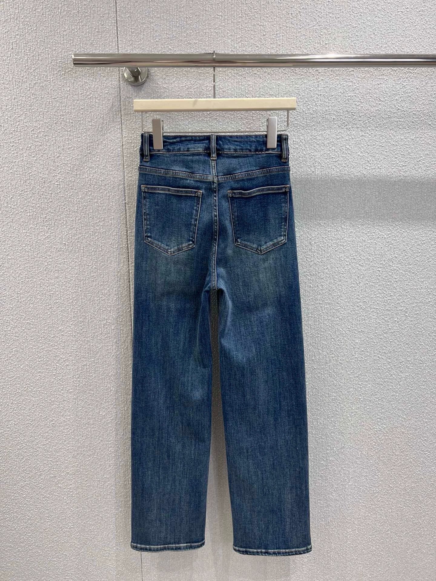 25fw Embossed and rhinestone denim pants