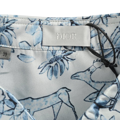 25ss Floral and animal print short-sleeved shirt