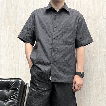 25ss full printed floral jacquard suit short sleeved shirt