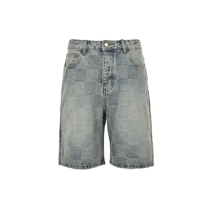 25SS checkerboard denim shorts