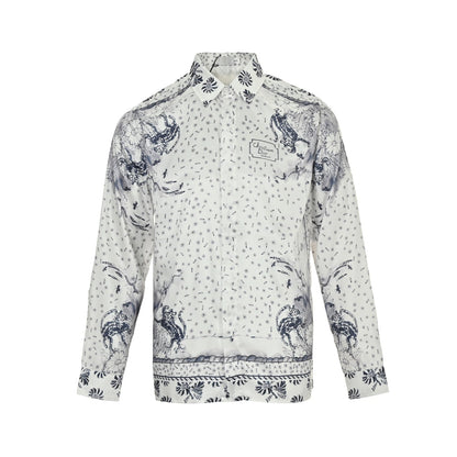 25ss co branded animal flower painted mulberry silk shirt