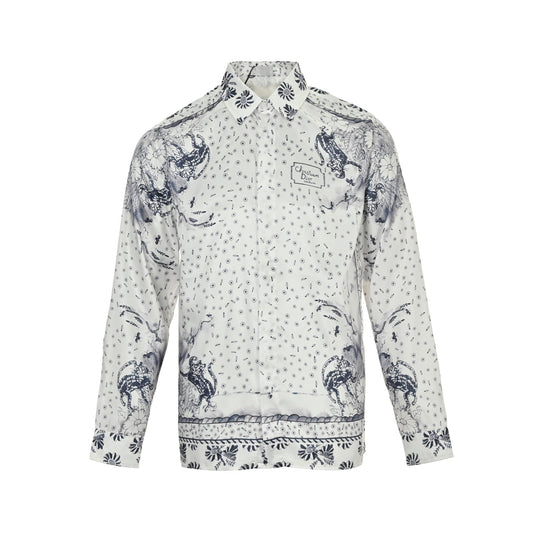 25ss co branded animal flower painted mulberry silk shirt
