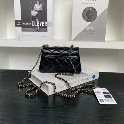 mini black lambskin chain bag