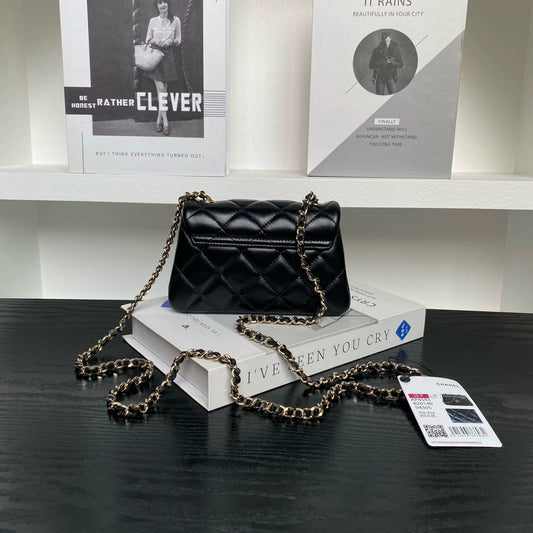 mini black lambskin chain bag