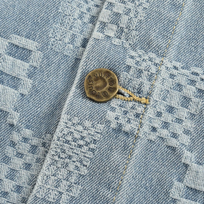 25ss checkerboard jacquard denim short sleeved shirt