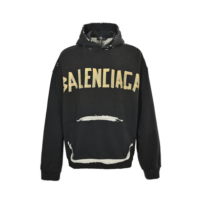 Distressed Masking Tape Hooded Sweatshirt