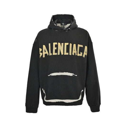 Distressed Masking Tape Hooded Sweatshirt