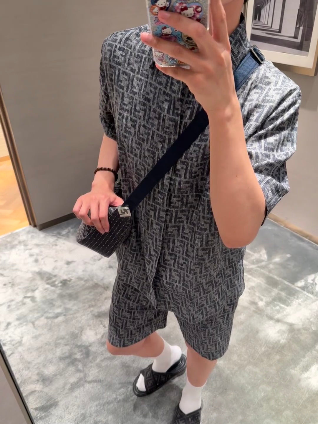 25ss Topstitched FF jacquard short-sleeved shirt