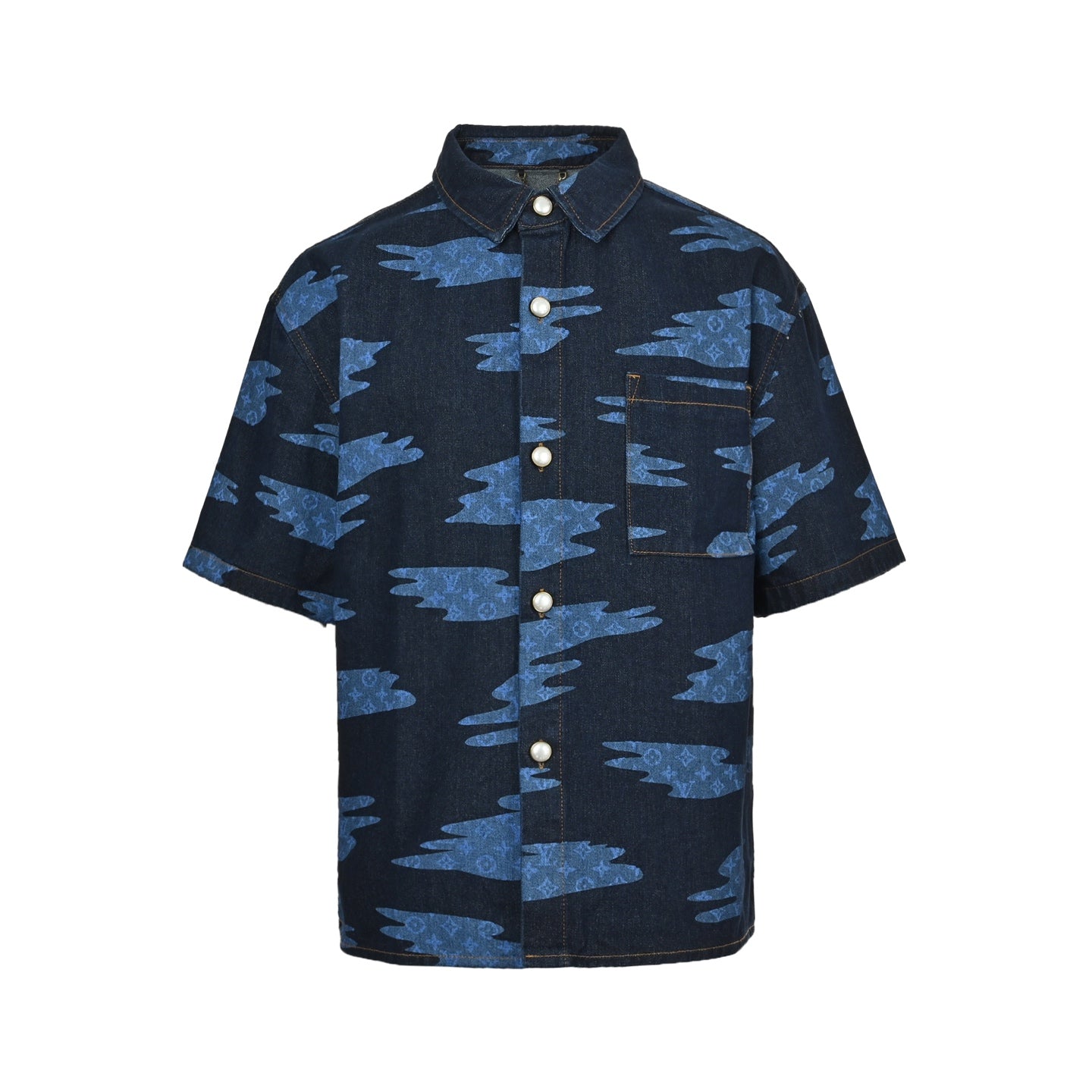25ss cloud sky blue denim short sleeved shirt