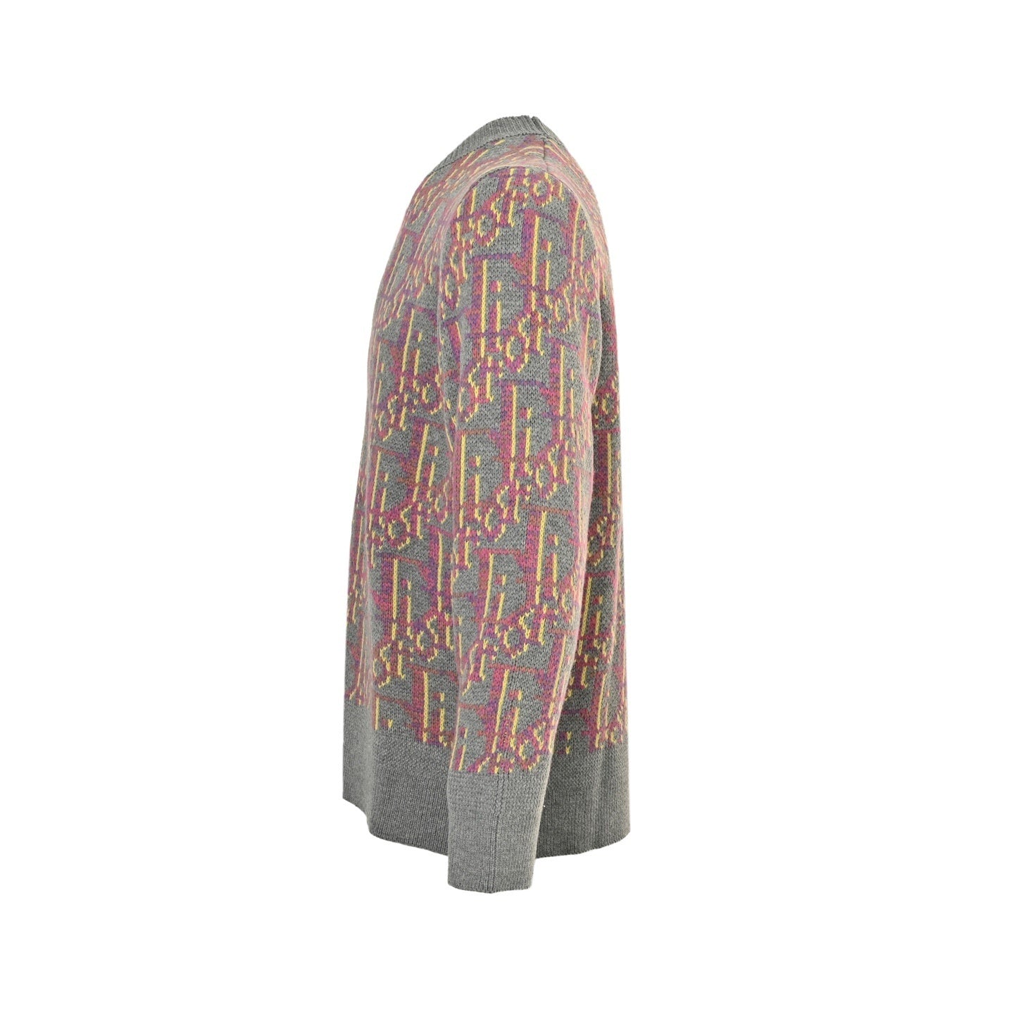 25Fw all-over print monogram jacquard crew neck sweater