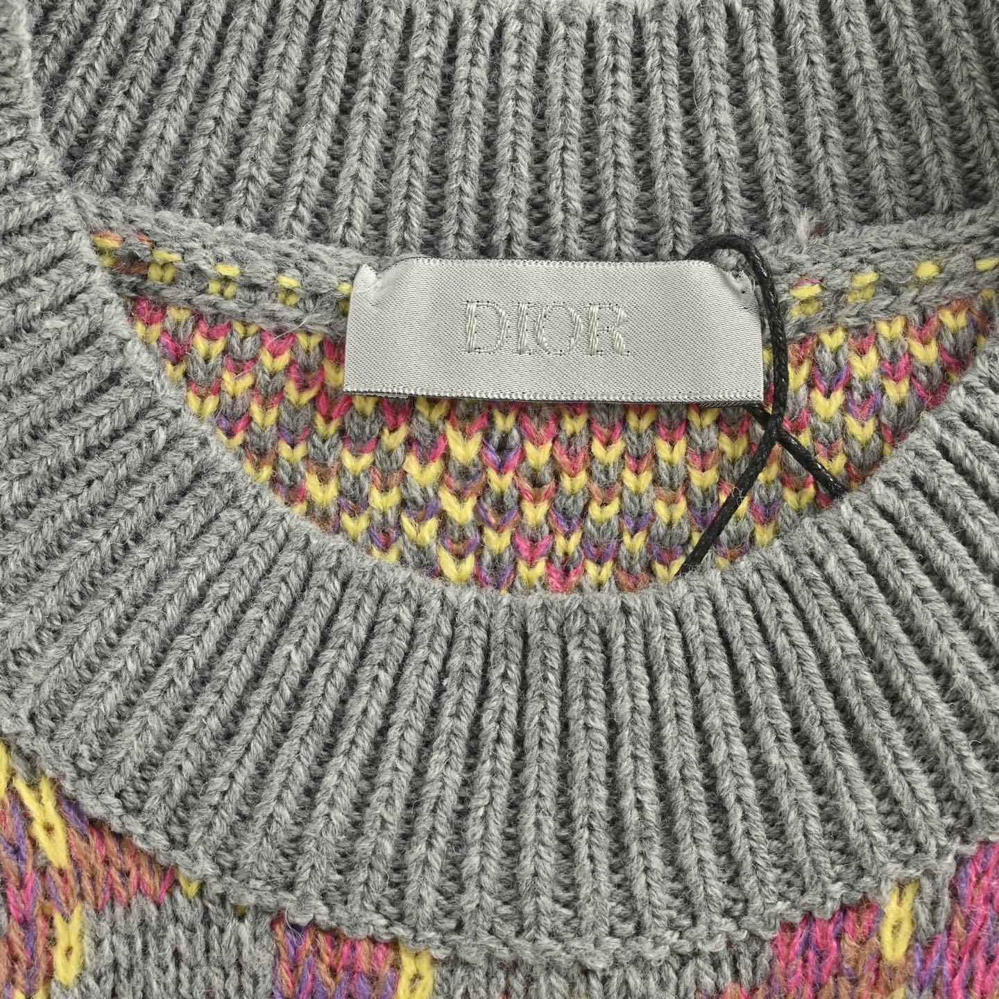 25Fw all-over print monogram jacquard crew neck sweater