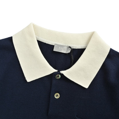 25ss Lily of the Valley Embroidery Knitted Polo Short Sleeve