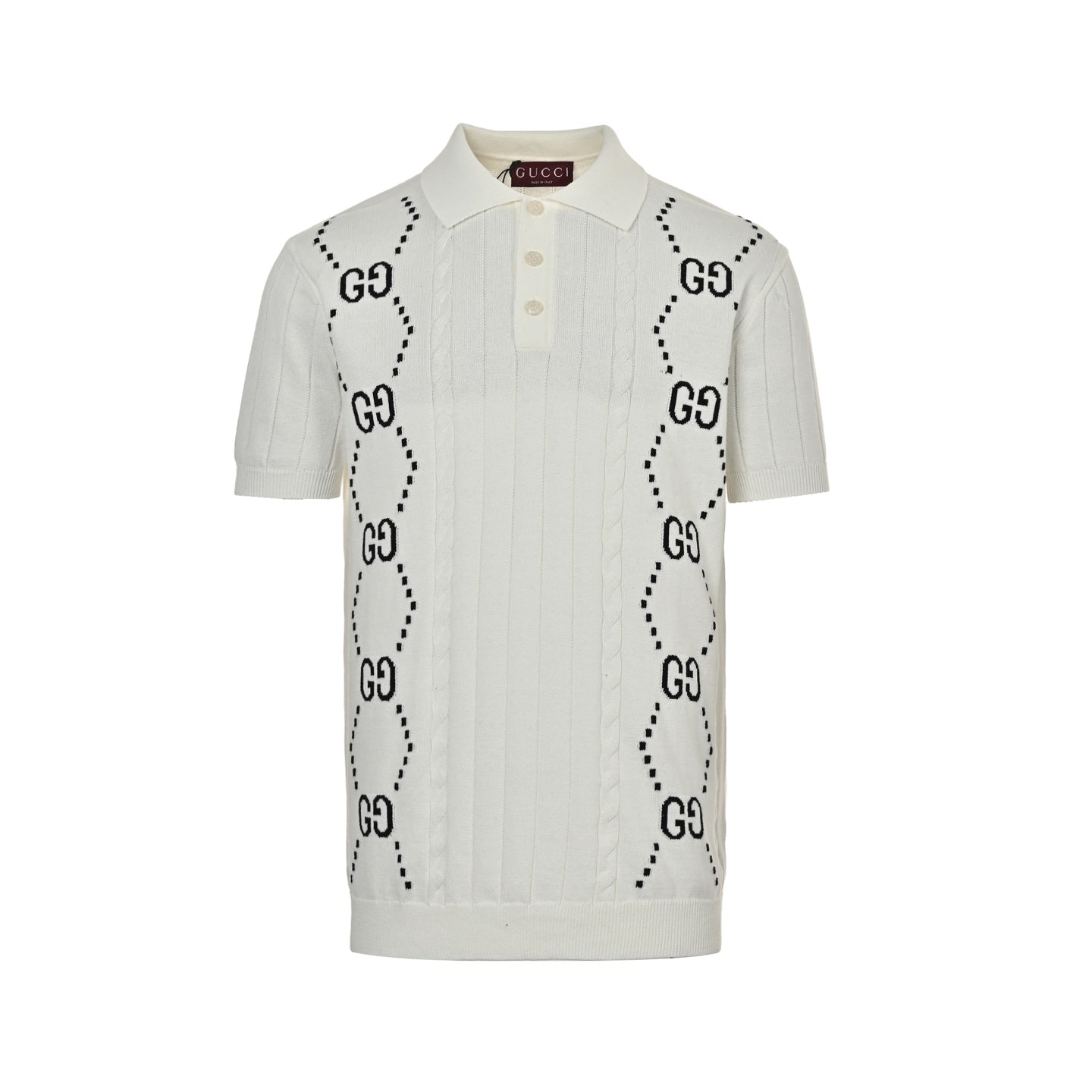 25ss Double G jacquard cable knit Polo short sleeve