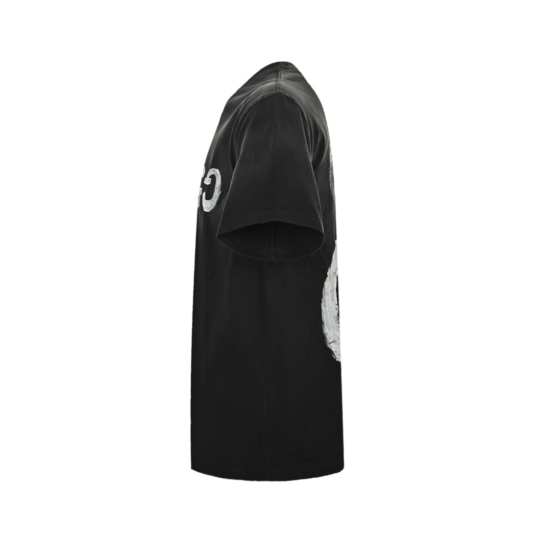 Hand-painted graffiti double G washed short sleeves
