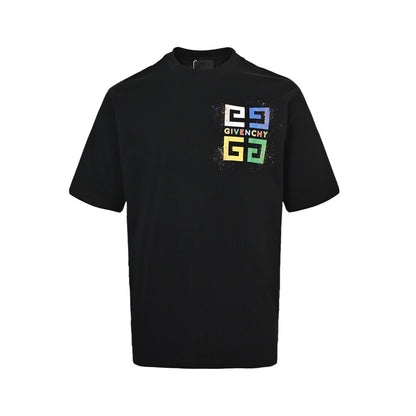 25ss Palace Grid Color Splash Ink Printed Short Sleeve