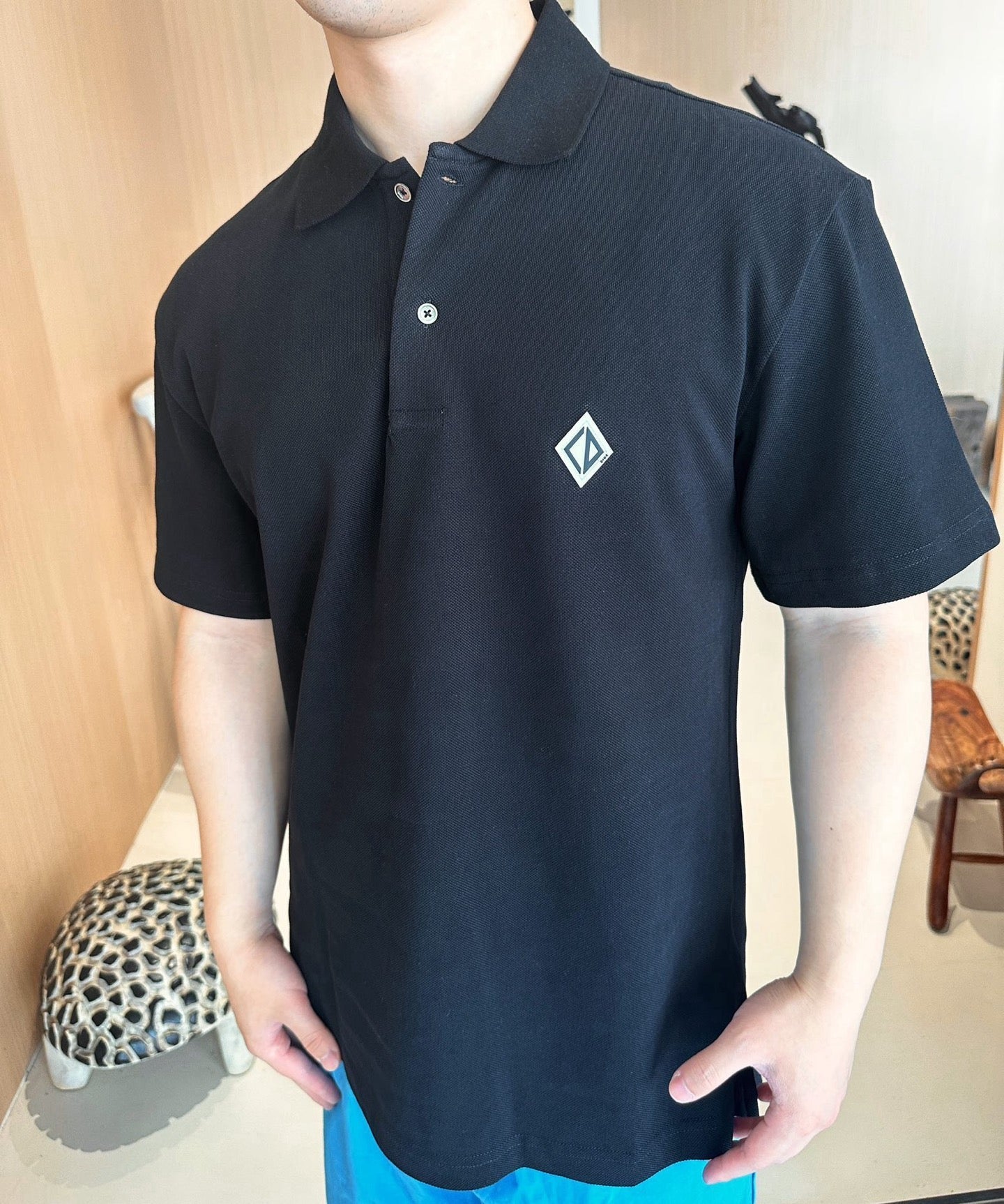 25ss silicone diamond logo Polo short sleeved shirt