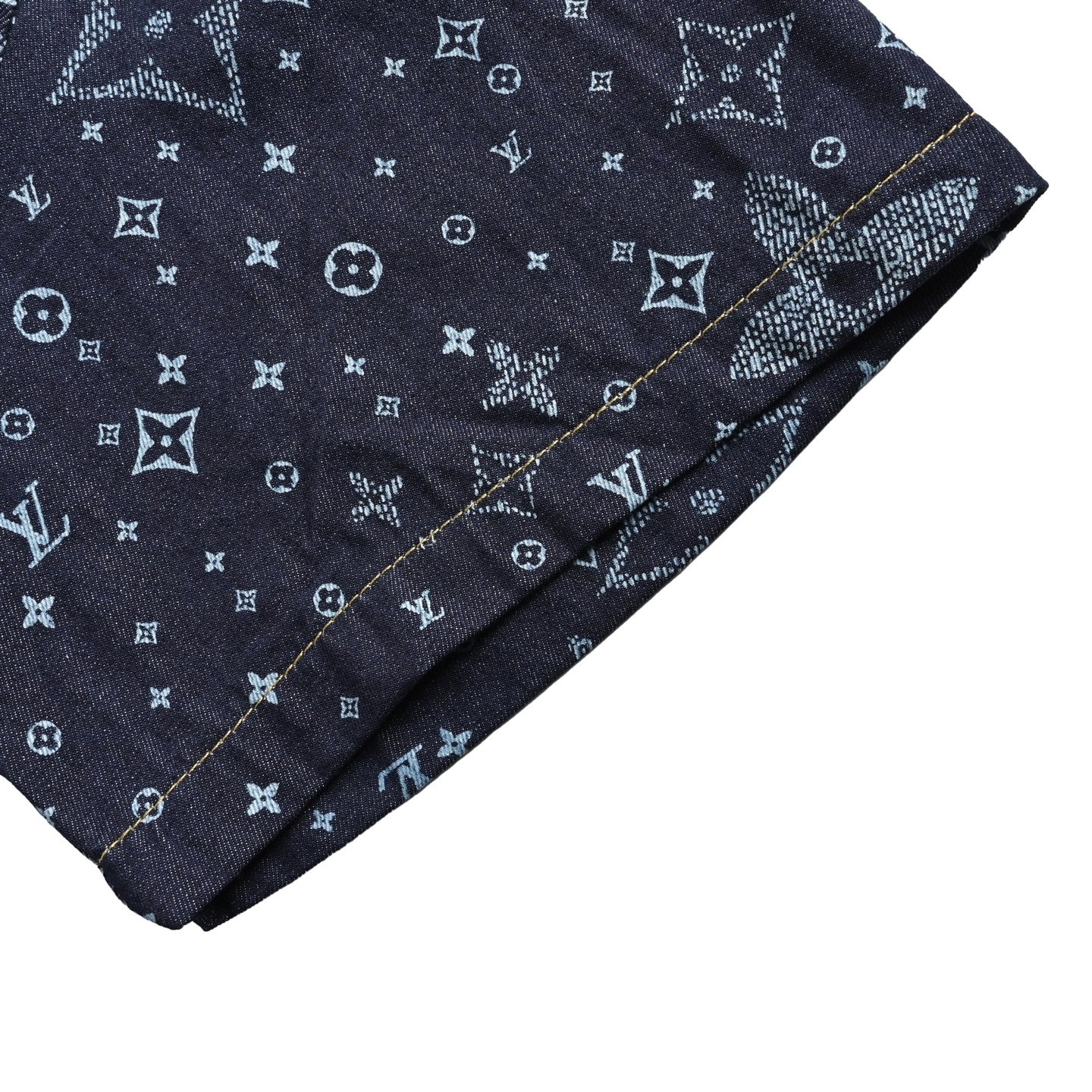 25ss full print vintage denim short sleeved shirt
