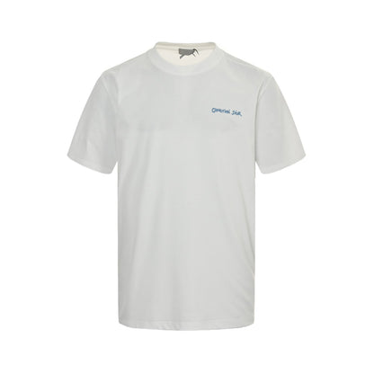 cursive signature embroidered lettering short sleeves