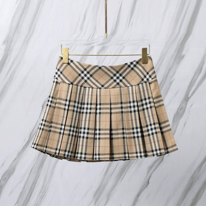 25ss Classic plaid short skirt summer pleated skirt